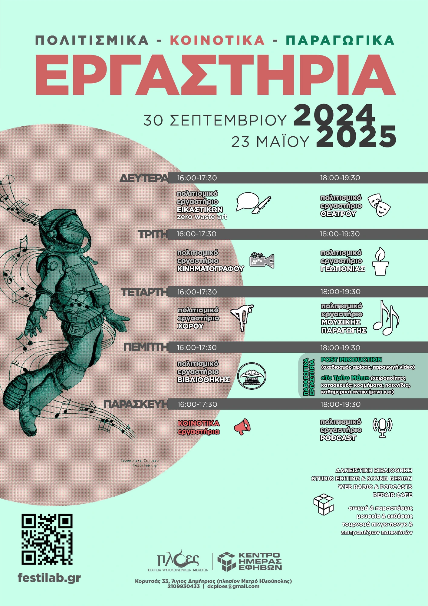 Πλόες · Αφίσα εργαστηρίων 2024–2025